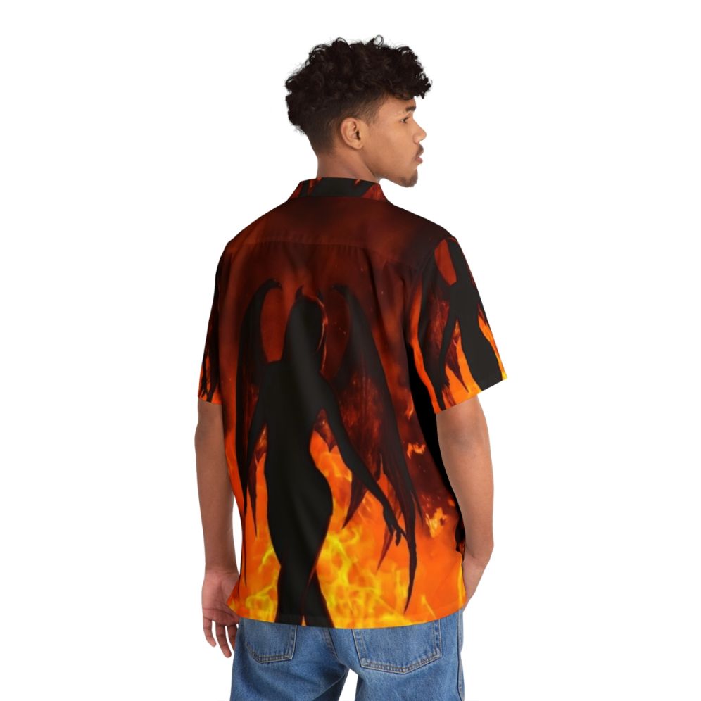 Demon Girl Hawaiian Shirt, Fire Girl Print - People Back