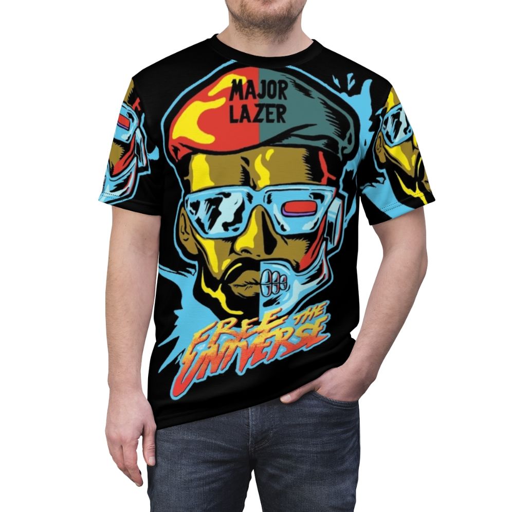 Stylish t-shirt featuring Major Lazer-inspired electronic dance music design - men front