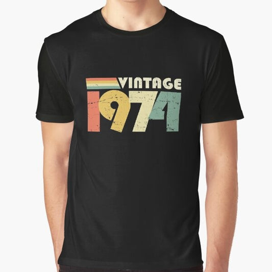 Vintage 1974 50th birthday distressed graphic t-shirt