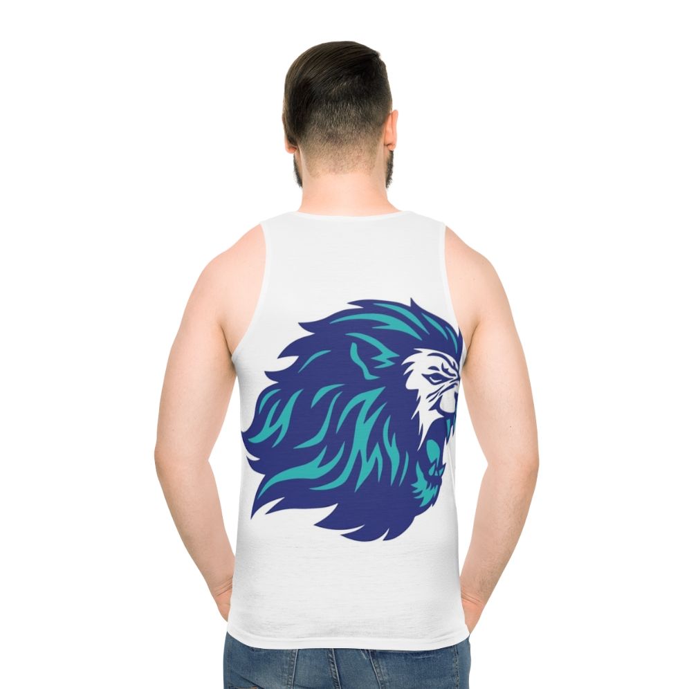 Blue Unisex Tank Top with Legendary Animal Power Design - men back