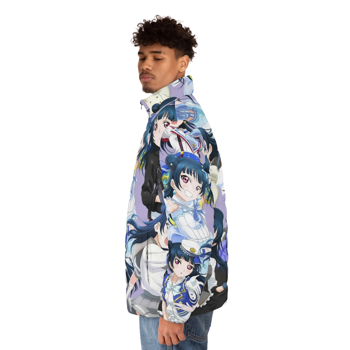 Yohane Everywhere Puffer Jacket - Love Live Sunshine Yoshiko Tsushima Aqours Puffer - men side left