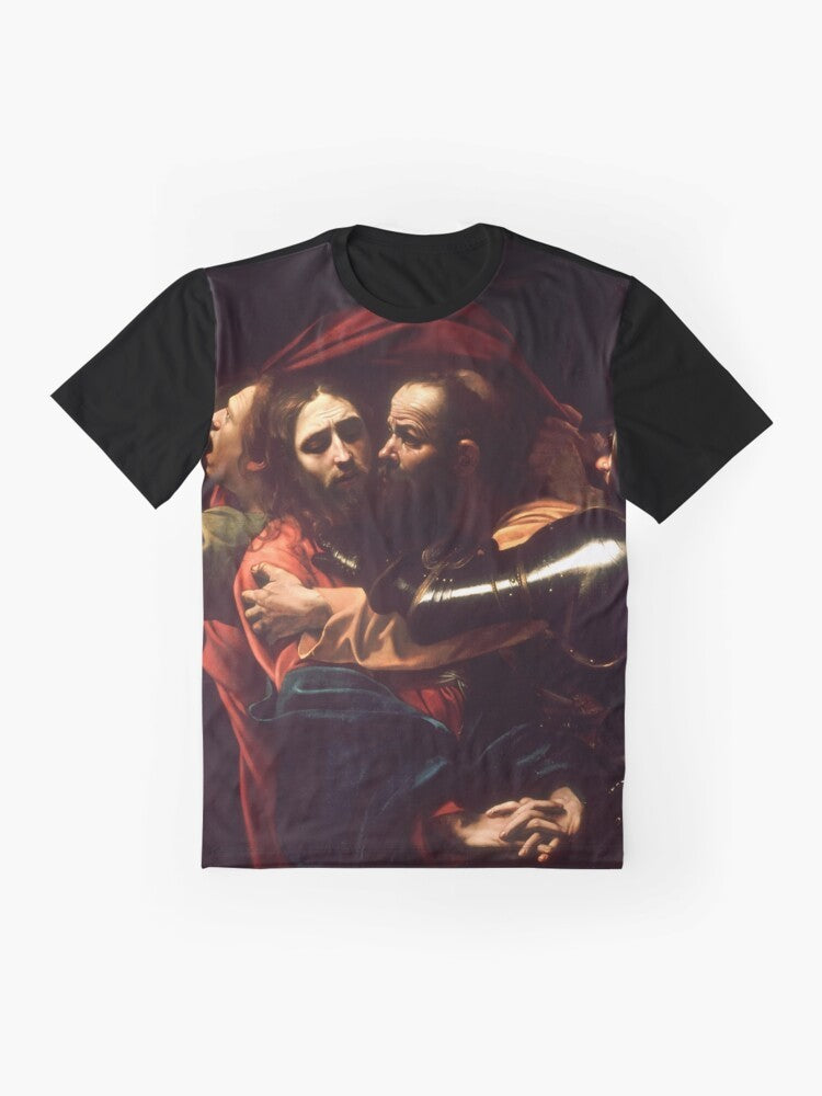 Vintage graphic t-shirt featuring Caravaggio's famous painting "The Taking of Christ" - Flat lay