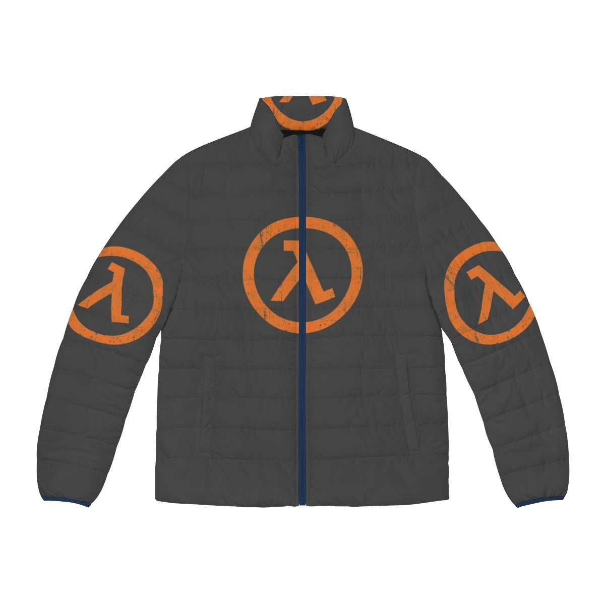 Half Life Lambda Symbol Puffer Jacket - gaming inspired outerwear with lambda symbol