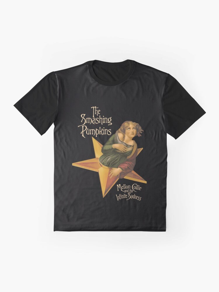 The Smashing Pumpkins 90s Graphic T-Shirt with Robot Ninja and Pumpkin Design - Flat lay