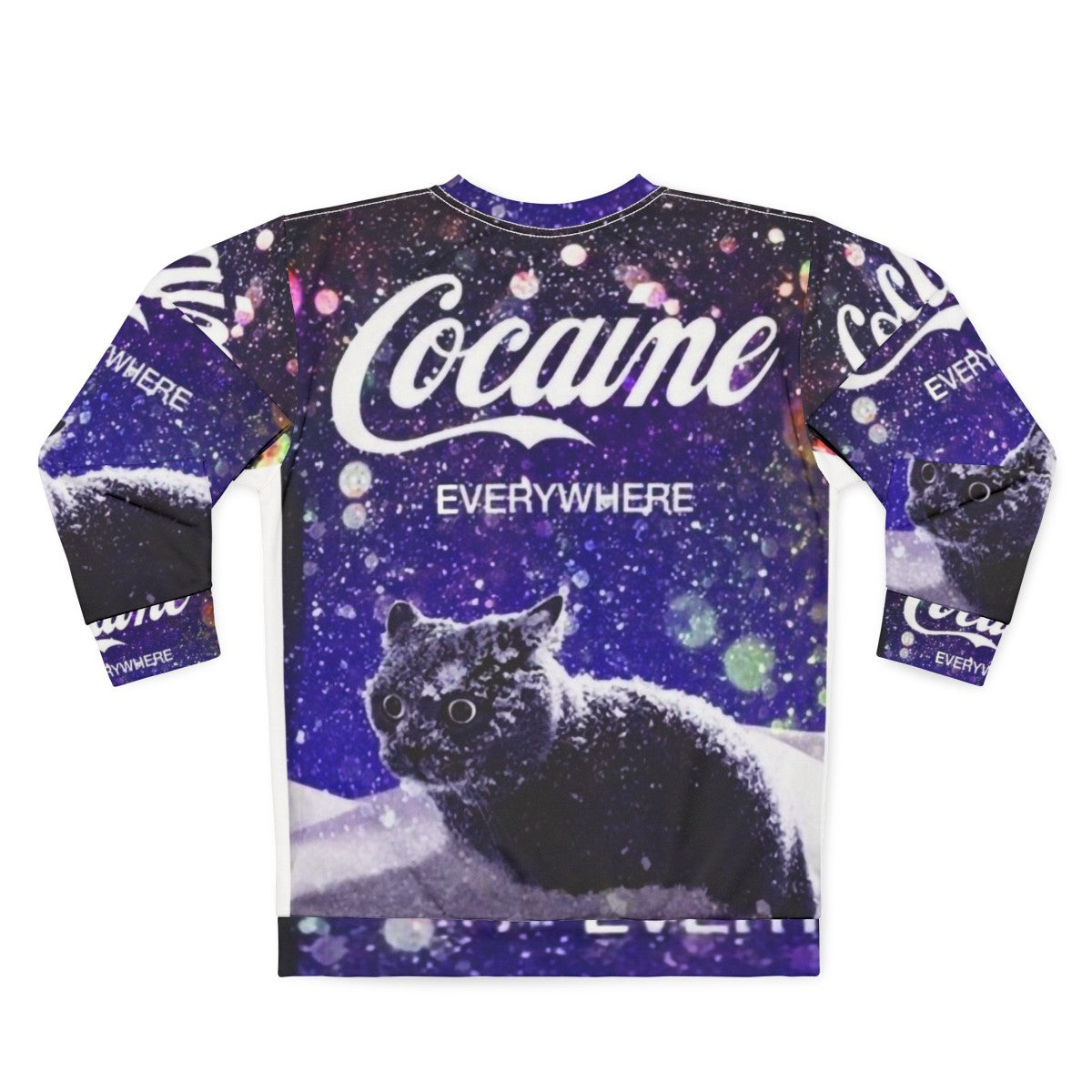 Cocaine Cat Sweatshirt with Quirky Cat Graphic - Back