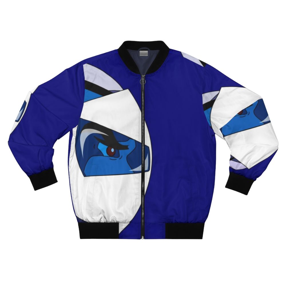 Goldorak anime-inspired bomber jacket featuring a mecha robot design