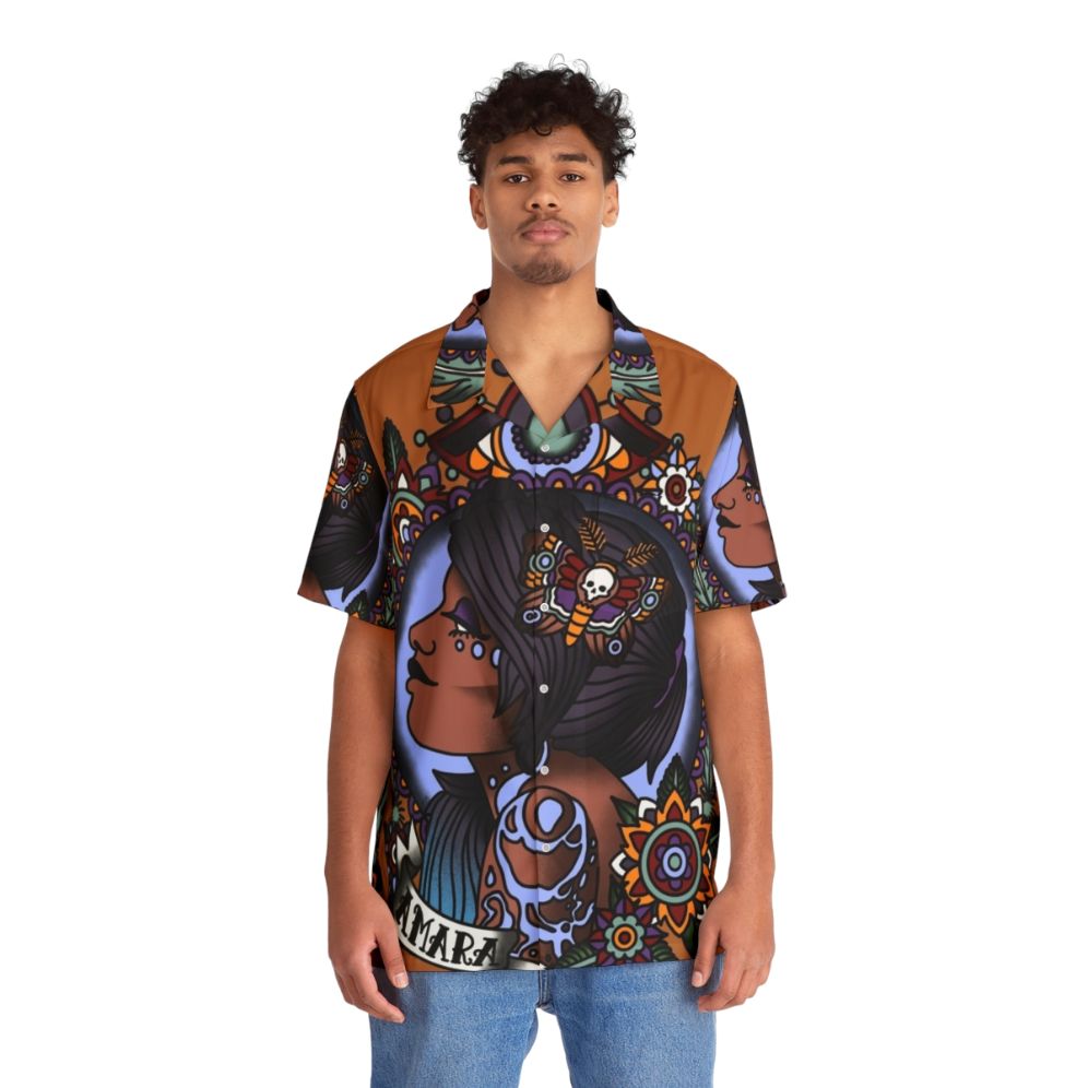 Vintage 1920s tattoo style hawaiian shirt featuring Amara from Borderlands - Lifestyle