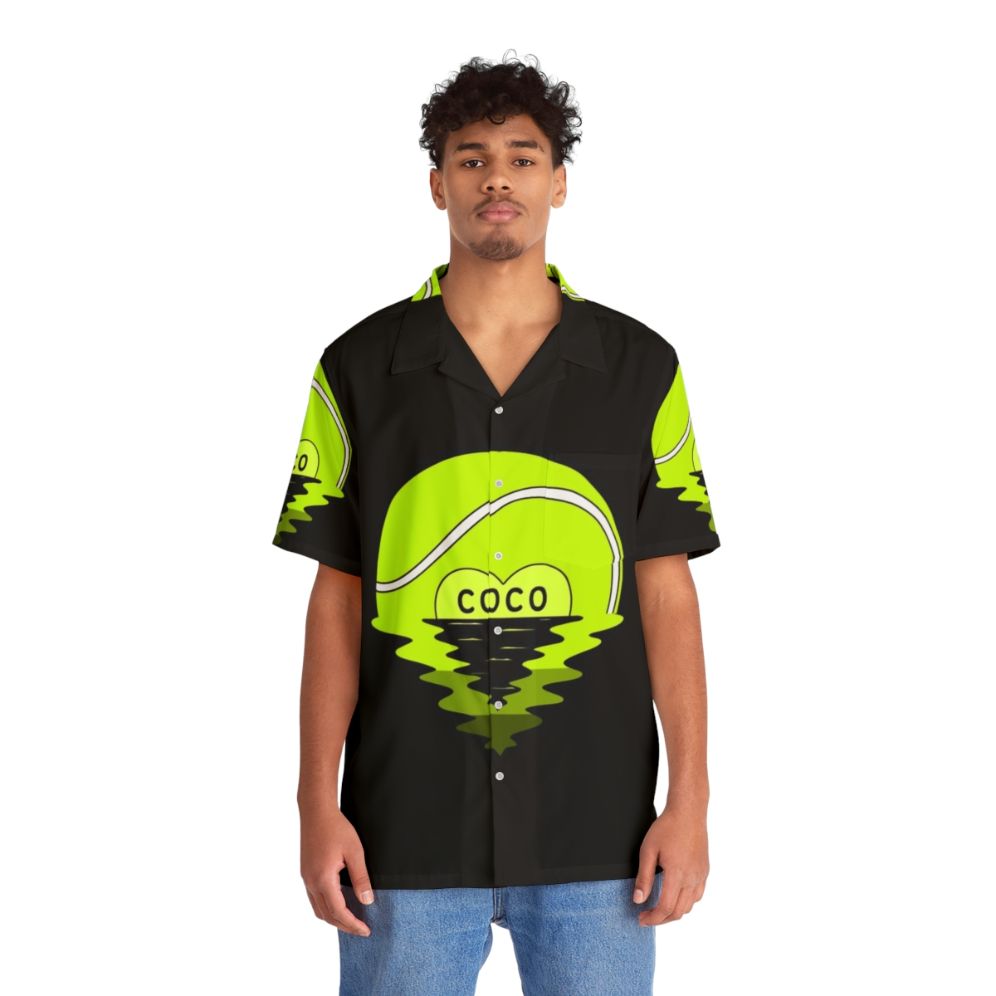 Coco Gauff Hawaiian Shirt with Conan Obrien Branding - People Front