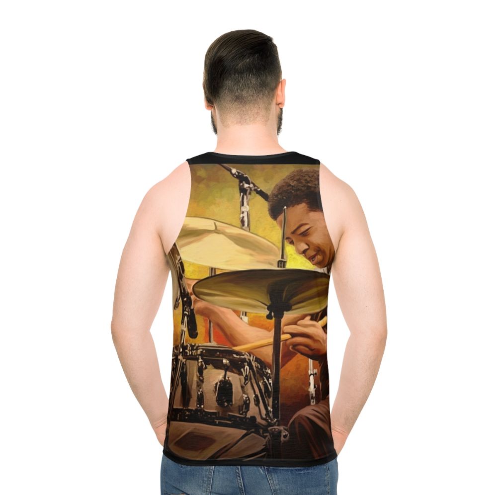 Unisex tank top honoring jazz drummer Tony Williams - men back