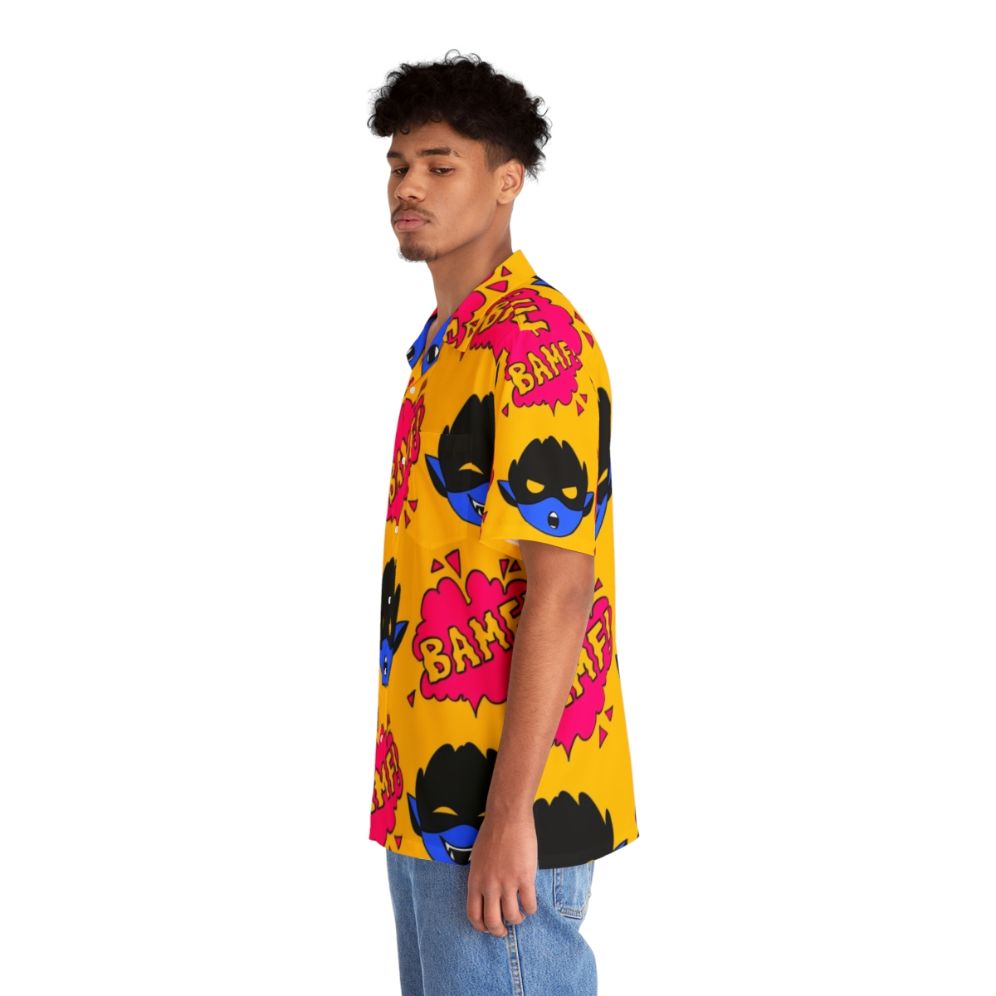 Bamfs Pattern Hawaiian Shirt - X-Men Apparel Featuring Nightcrawler - People Left