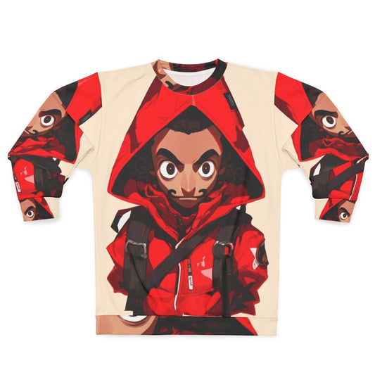 Money Heist Netflix Sweatshirt with Anime-Style Pop Art Design