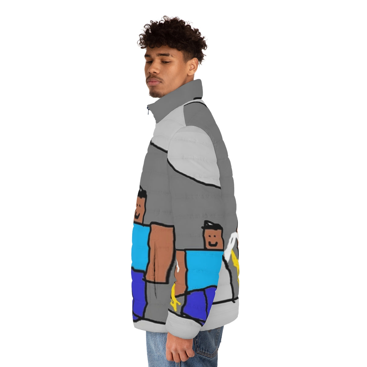 Minecraft diamonds puffer jacket - men side left