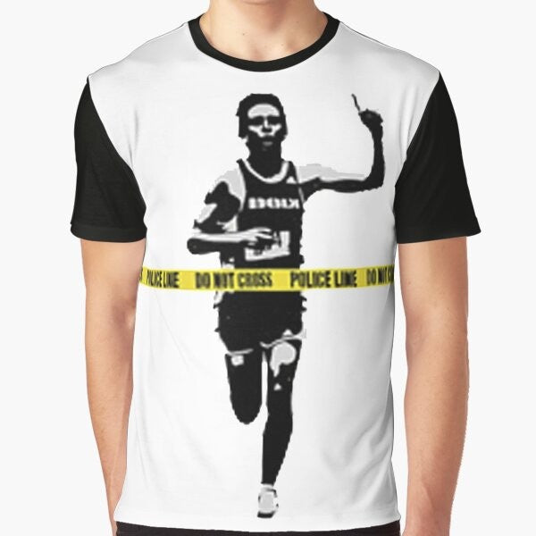 Banksy Marathon Runner Police Line Graphic T-Shirt