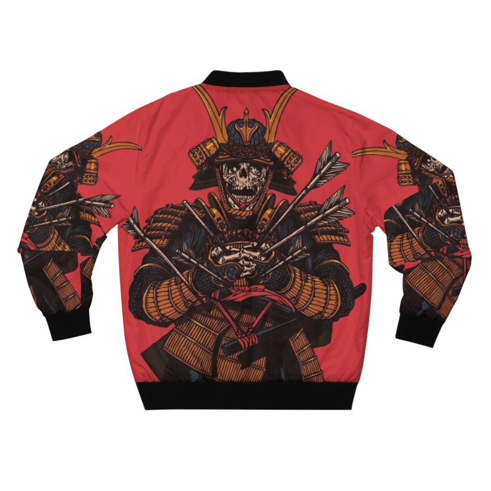 Red bomber jacket with samurai, warrior, and Japanese design elements - Back