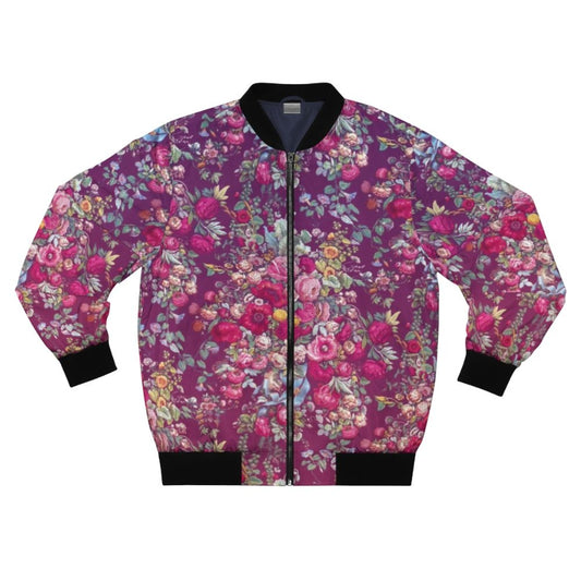 Bouquety floral bomber jacket, featuring a colorful, retro-inspired flower pattern design