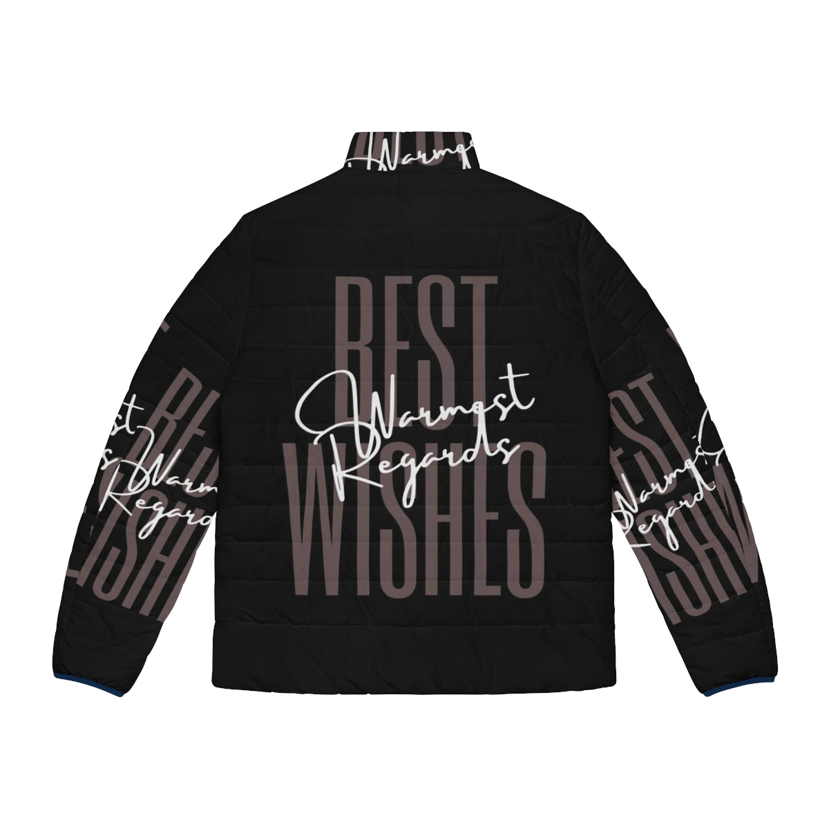 Schitt's Creek inspired "Best Wishes Warmest Regards" puffer jacket - Back