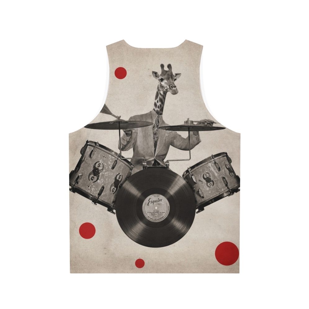 Surreal giraffe drummer anthropomorphic unisex tank top - Back