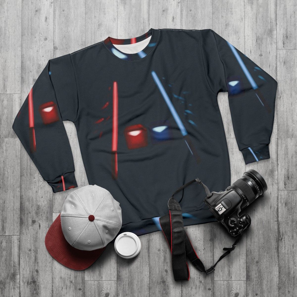 Artsy Beat Saber Virtual Reality Gaming Sweatshirt - flat lay