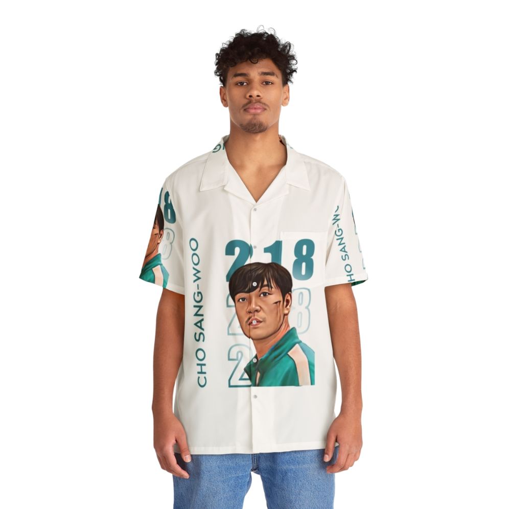 Cho Sang Woo Player 218 Squid Game Netflix Korean Drama Inspired Hawaiian Shirt - People Front