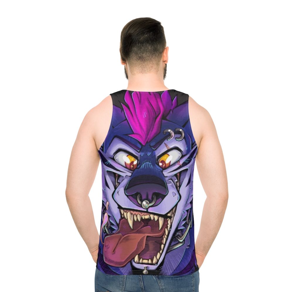 Unisex Punk Furry Wolf Teeth Maw Tank Top - men back