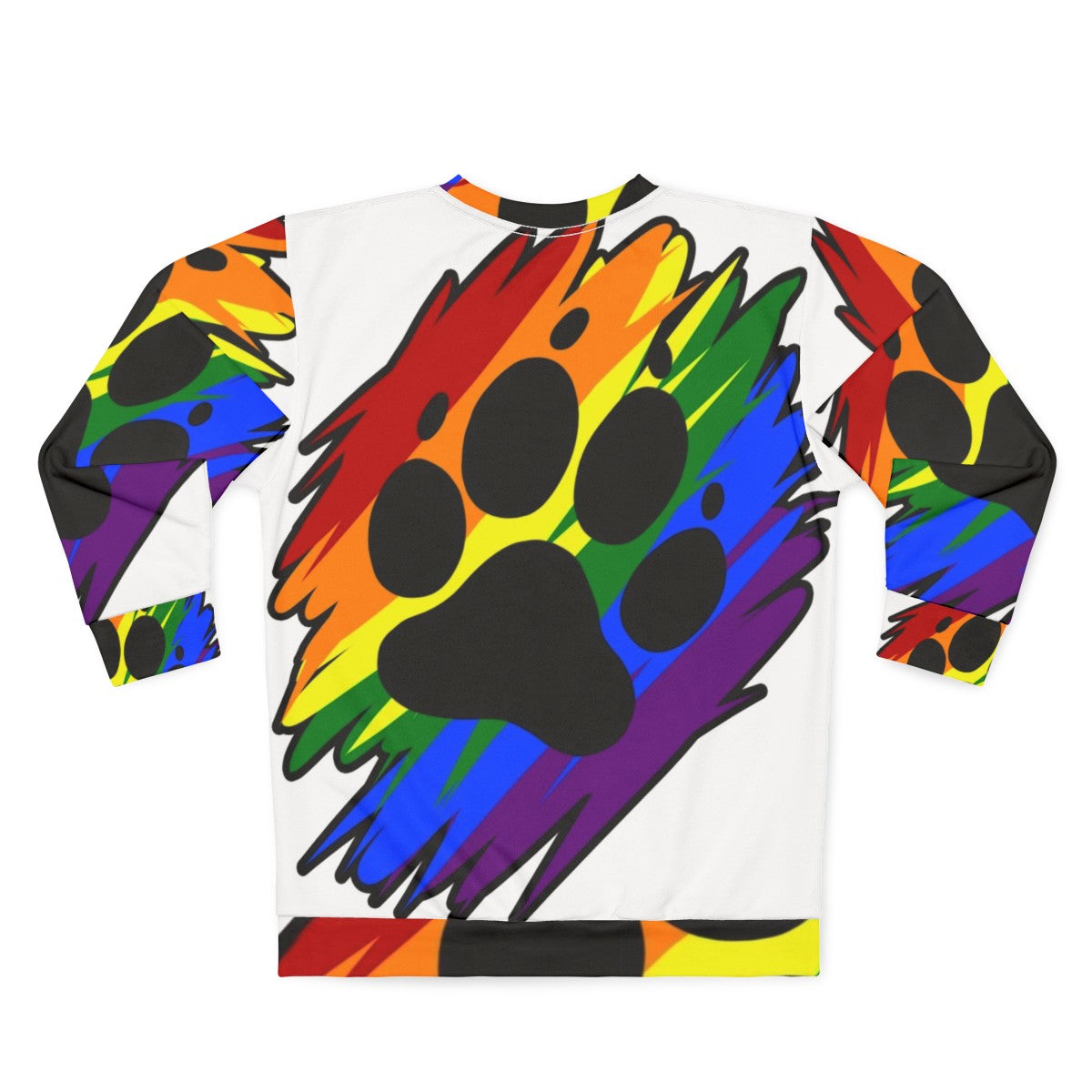 Vibrant rainbow paint splatter design on a comfortable sweatshirt - Back