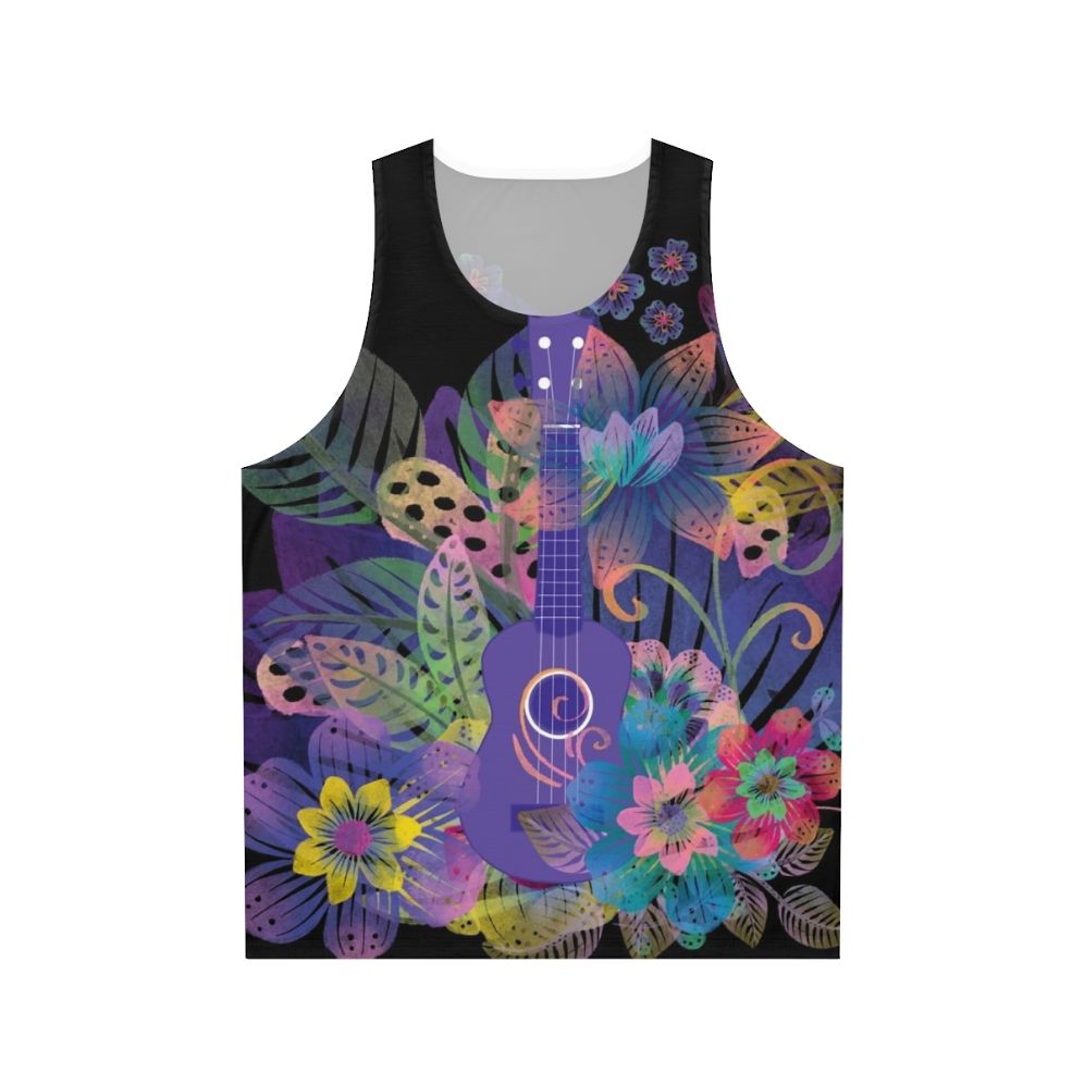 Ukulele composition with flowers unisex tank top