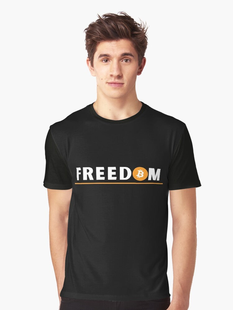 Bitcoin Original Graphic T-Shirt with the word 'Freedom' - Men