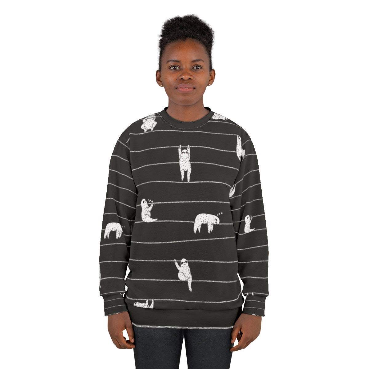 Sloth Stripe Sweatshirt with Cozy, Comfortable Design - women