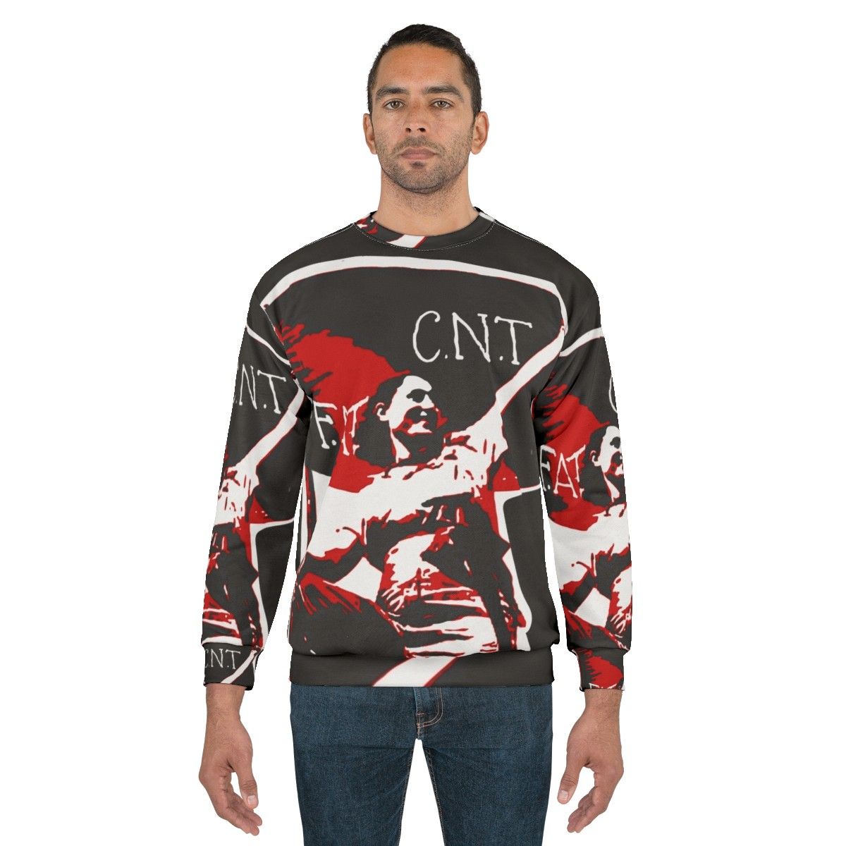 Anarchist sweatshirt featuring Spanish Civil War imagery - men