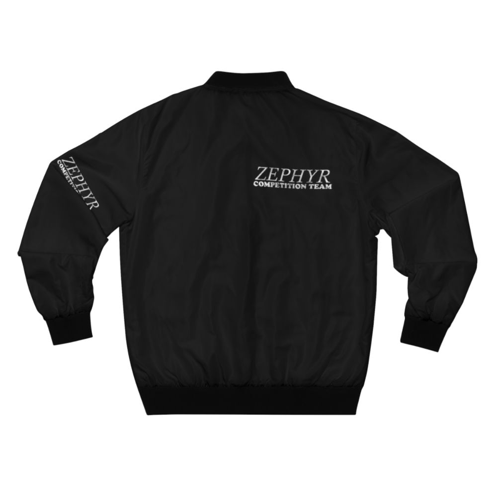 Zephyr Competition Team Bomber Jacket with a sporty and humorous design - Back