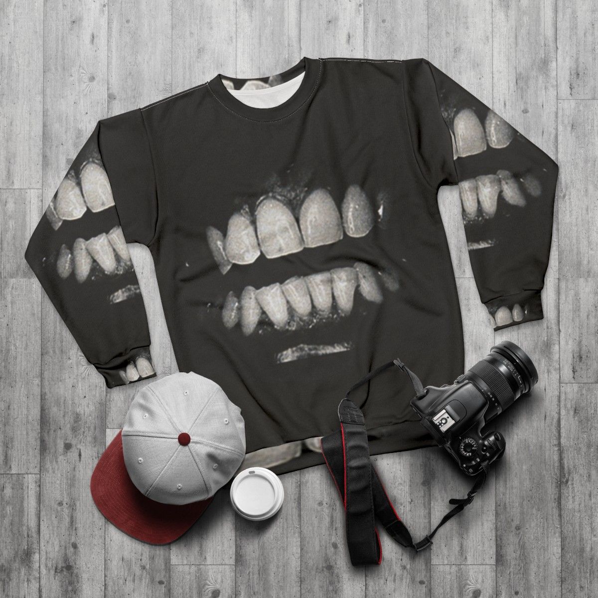 Filthy gothic industrial sweatshirt with dark and alternative design - flat lay