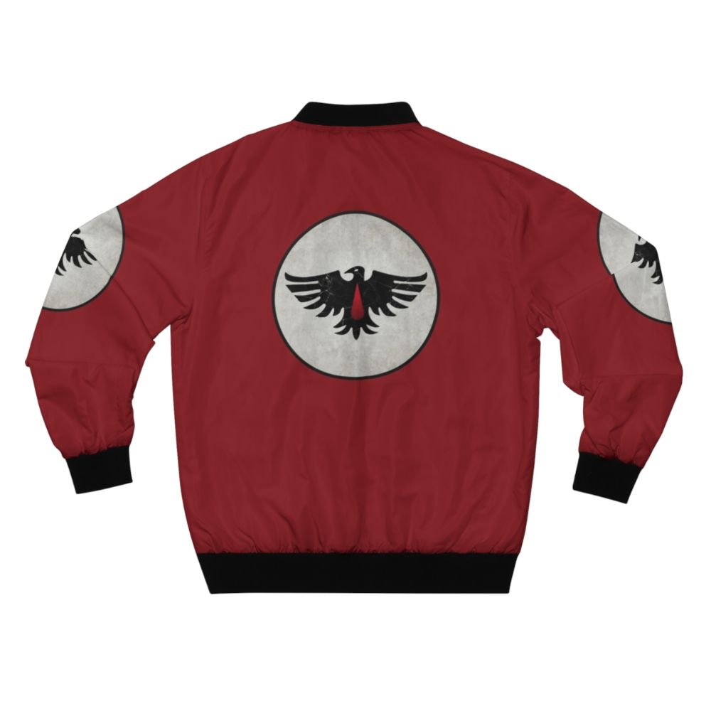 Blood Ravens Space Marine Bomber Jacket featuring the iconic chapter insignia and shoulder pauldron design - Back