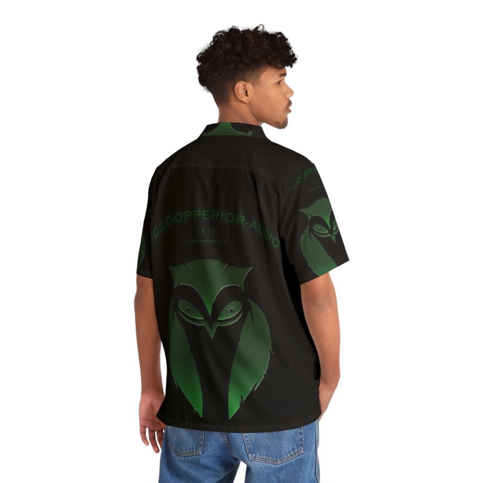 Dark Academia Hawaiian Shirt with Spooky Owl Emblem - People Back