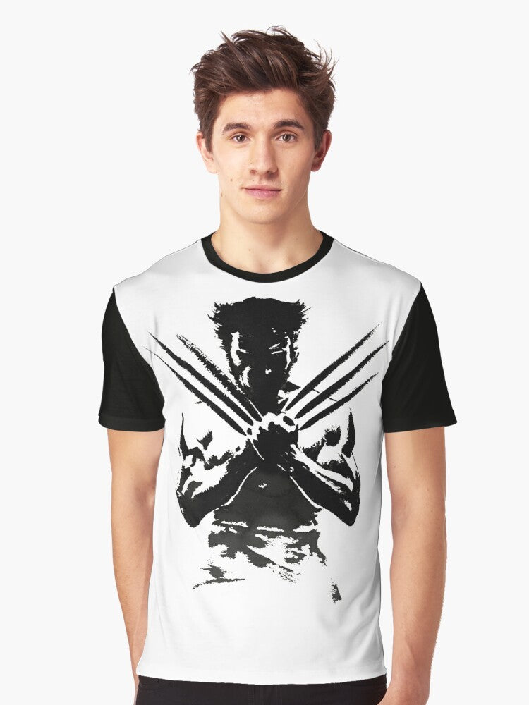 Claws Graphic T-Shirt featuring a dark, wolf-inspired design with Marvel's Wolverine character - Men