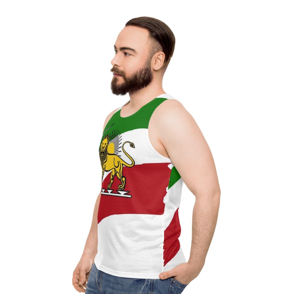 Unisex tank top with Iran flag and lion symbol - men side