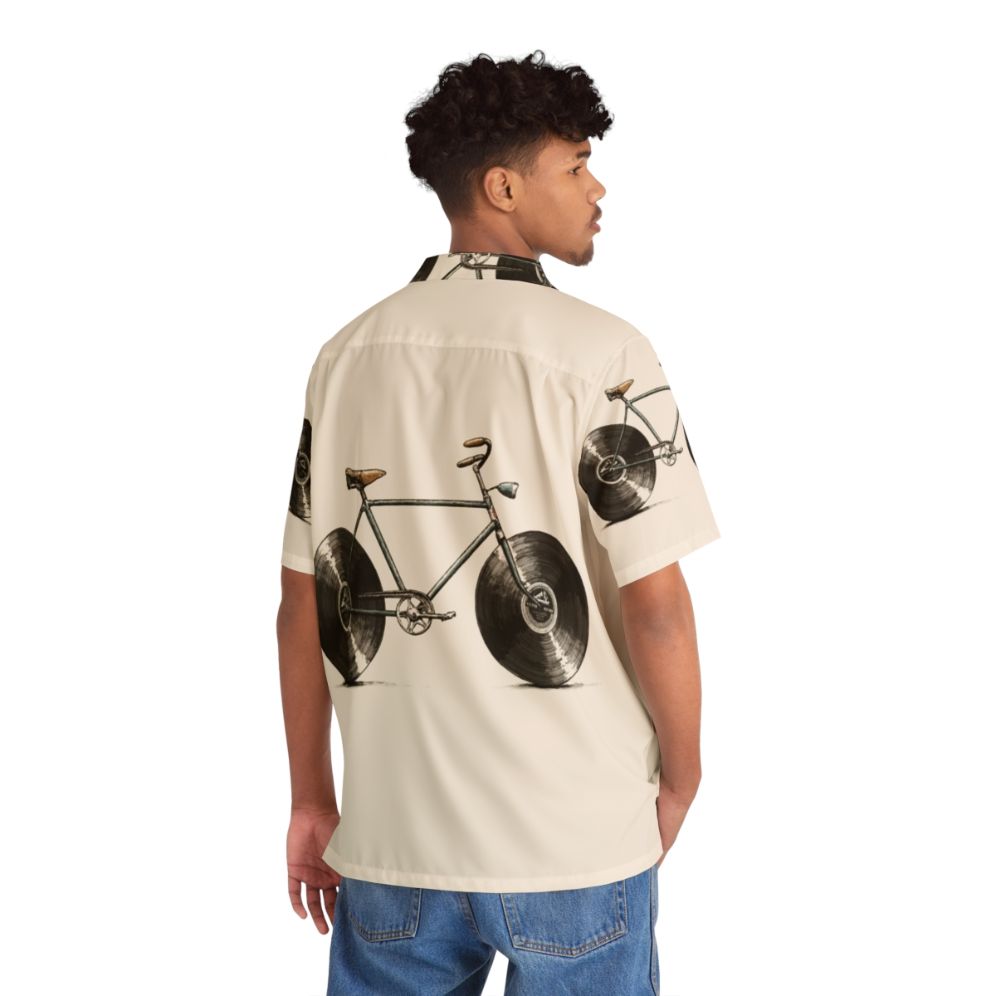 Velophone Hawaiian Shirt with Music and Bike Motifs - People Back