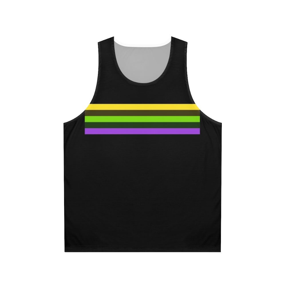 Unisex striped tank top with cat walk model design