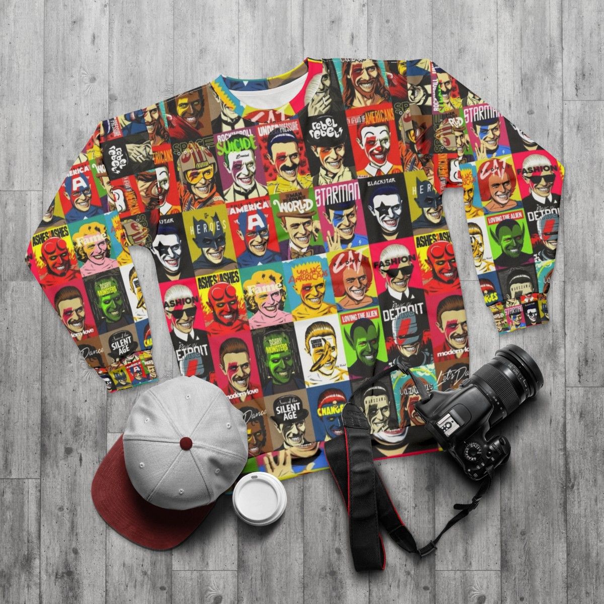 Retro "All The Changes" 80s pop culture sweatshirt - flat lay