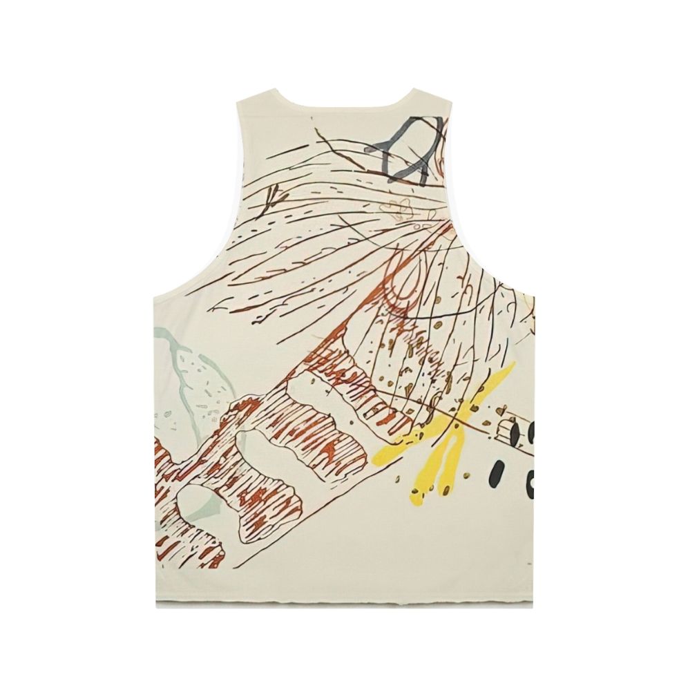 Avant garde unisex tank top design inspired by the works of John Cage and Henry David Thoreau - Back