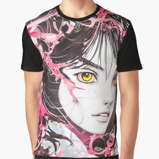 Kawaii manga girl illustration on a graphic t-shirt