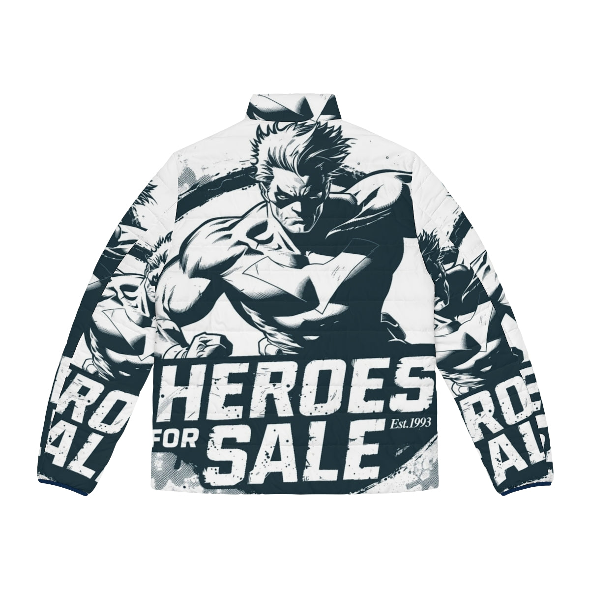 Transparent puffer jacket with classic 90s superhero design - Back