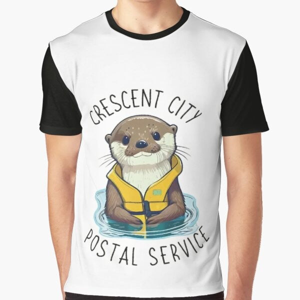 Crescent City Postal Service Otter Graphic T-Shirt with Book Themed Design