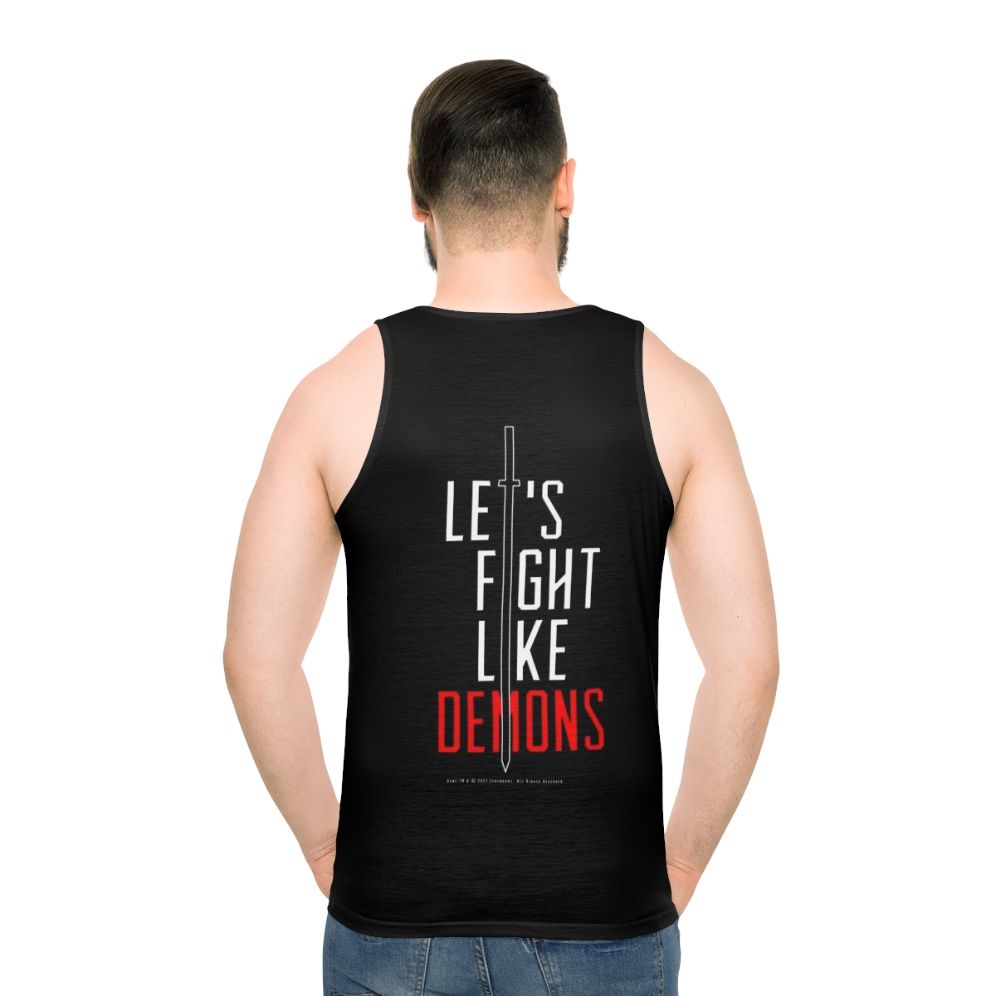 Dune "Fight Like Demons" Unisex White Tank Top - men back