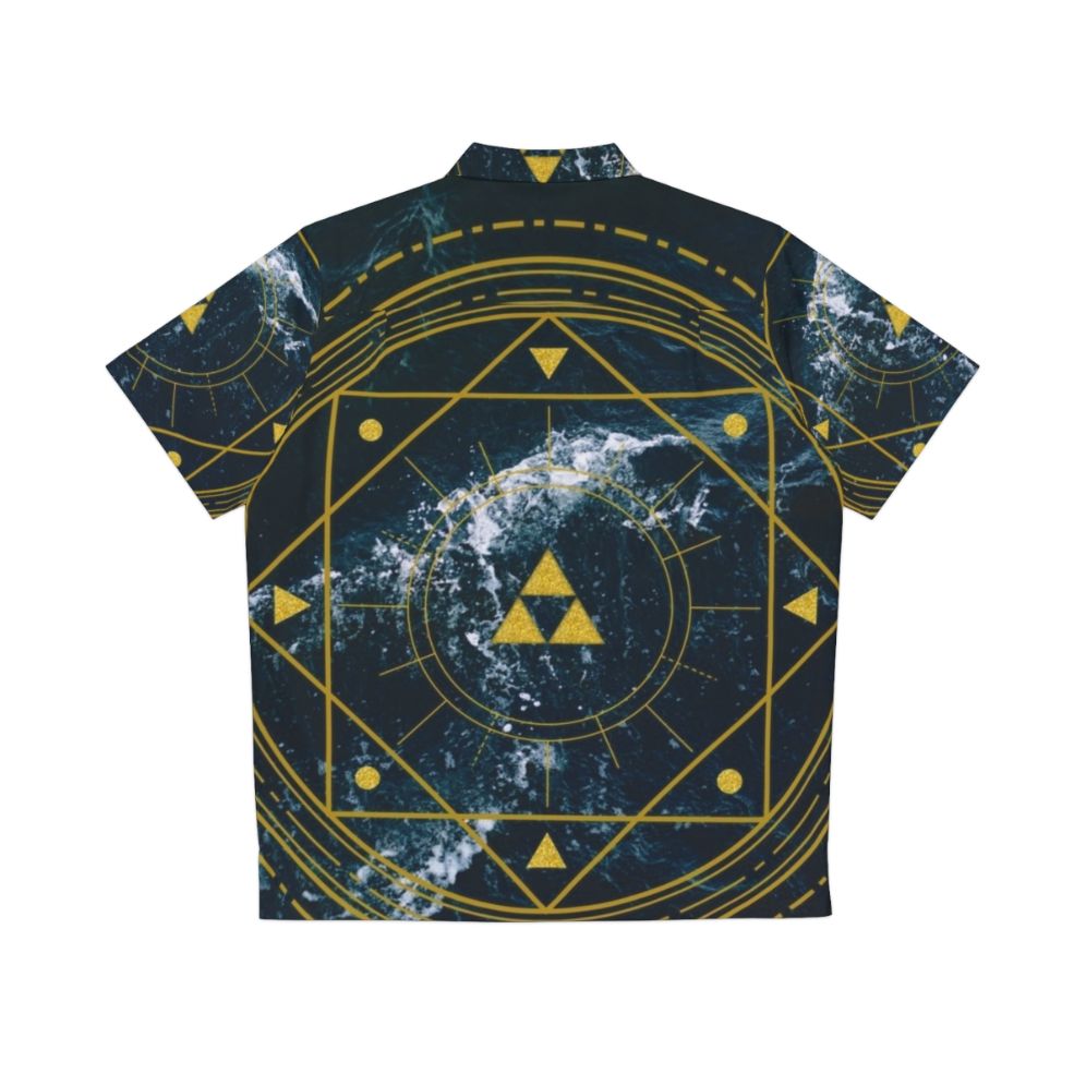 Geometric Triforce Hawaiian Shirt with Zelda-inspired Ocean Design - Back