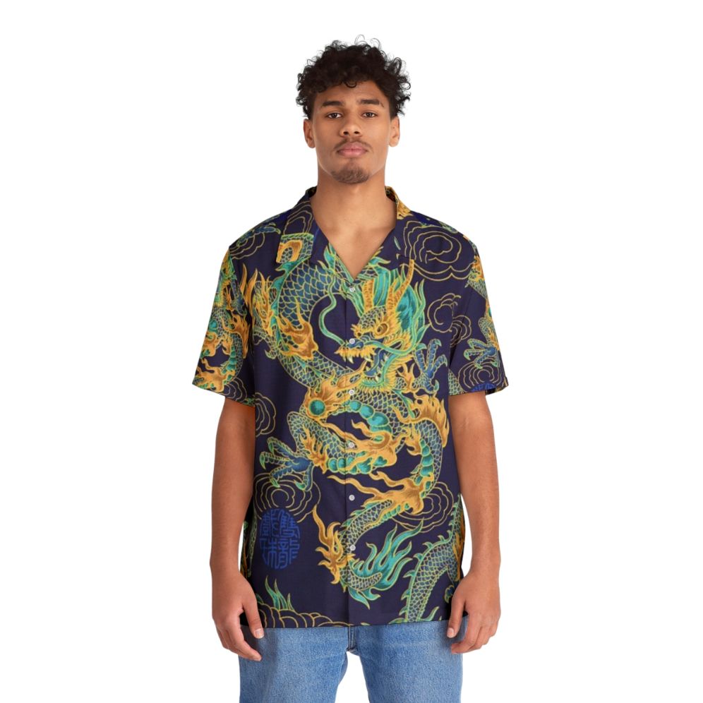 Enchanted dragon Hawaiian shirt with mythological pattern - People Front