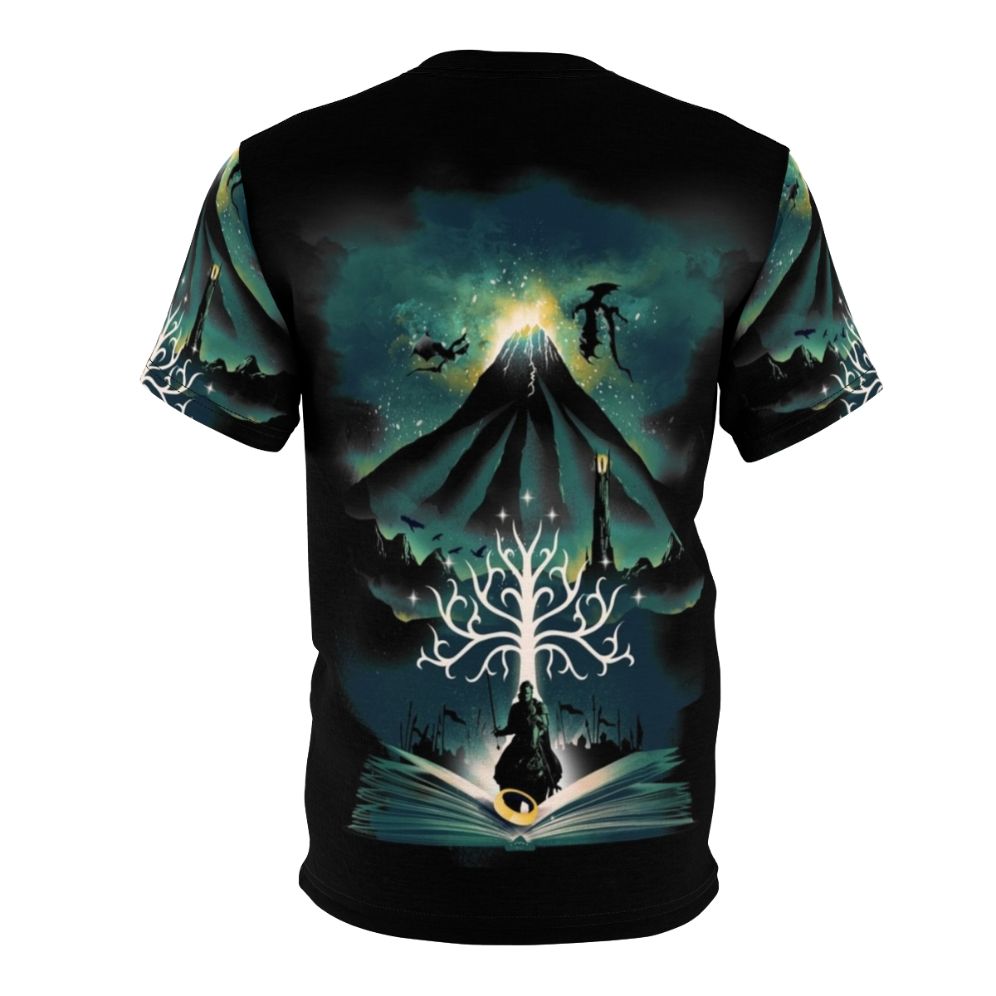 T-shirt with an abstract, artsy design featuring a magical, fantasy book theme - Back