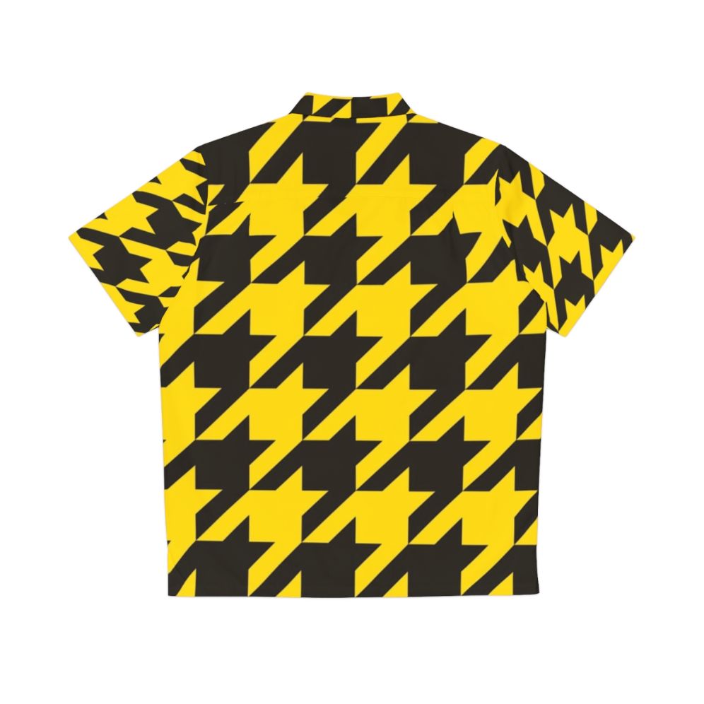 Oversized yellow and black houndstooth pattern Hawaiian shirt - Back