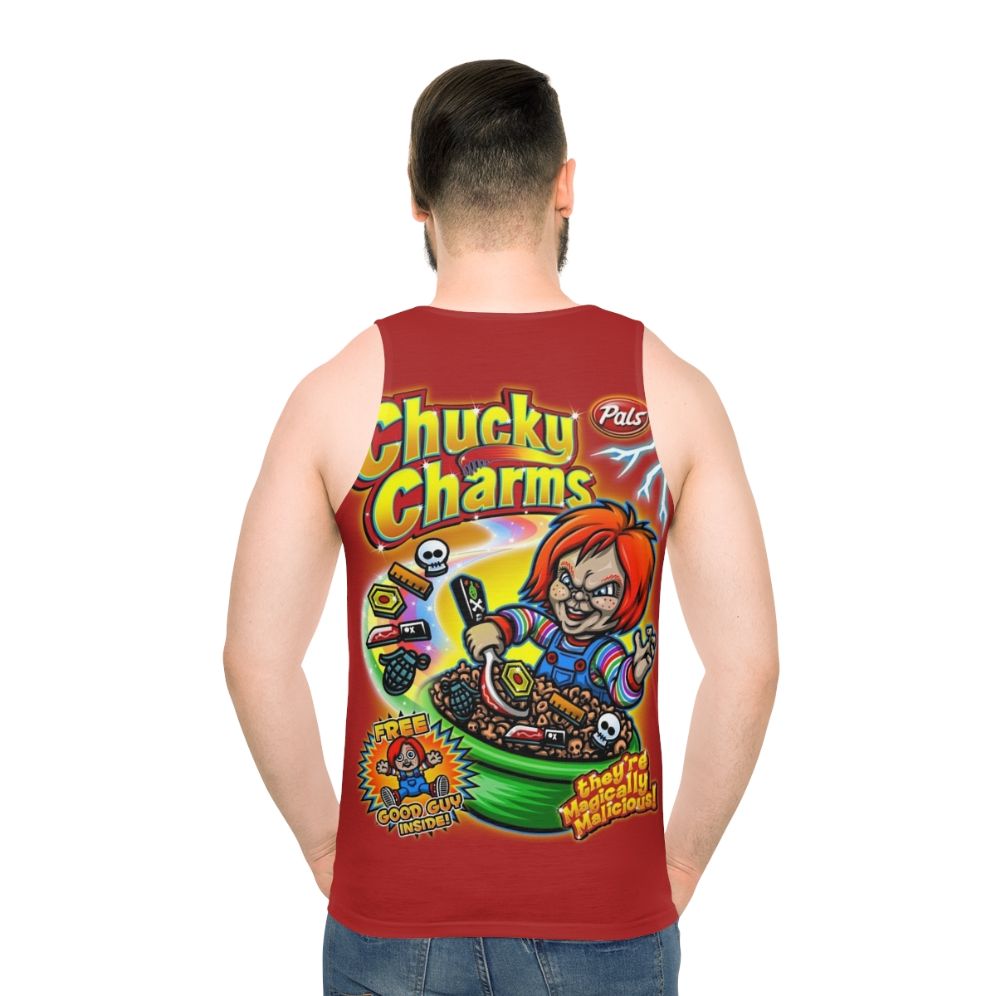 Chucky Inspired Cereal Box Graphic Unisex Tank Top - men back