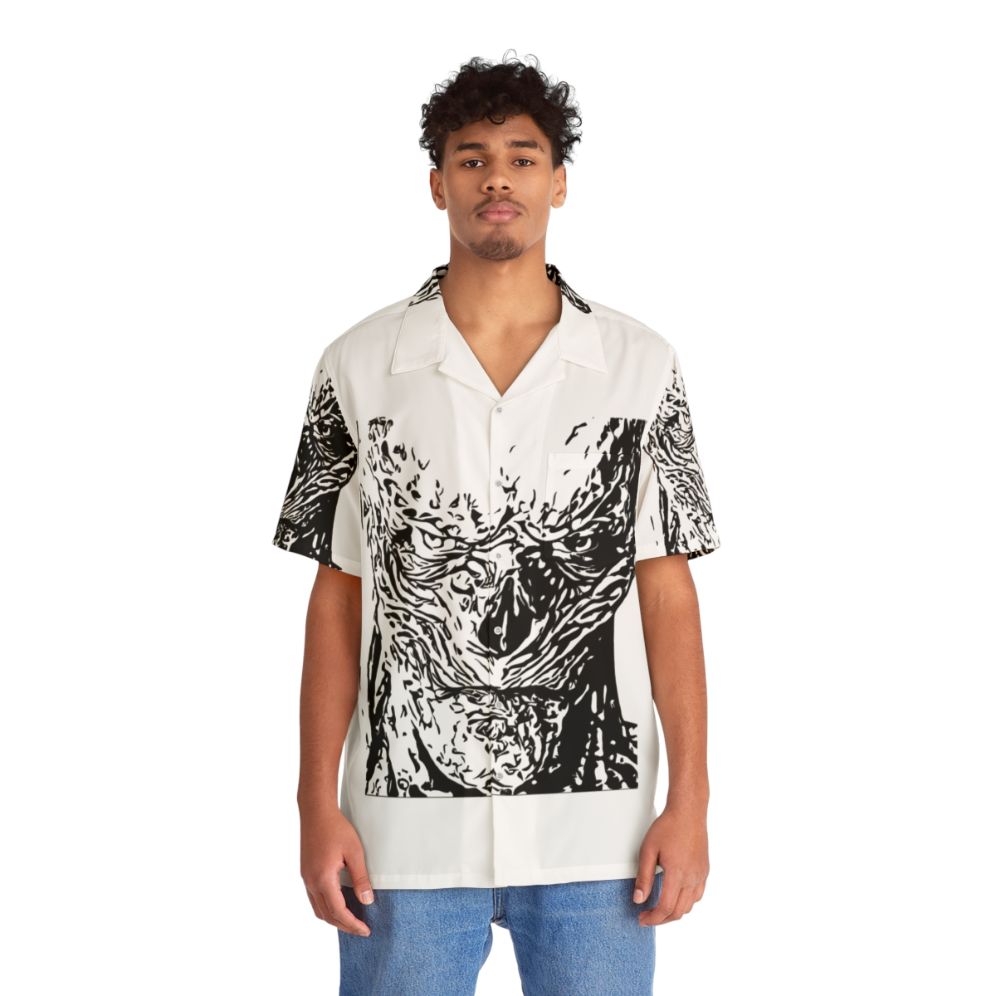 Vecna from Stranger Things depicted on a vibrant Hawaiian shirt - People Front