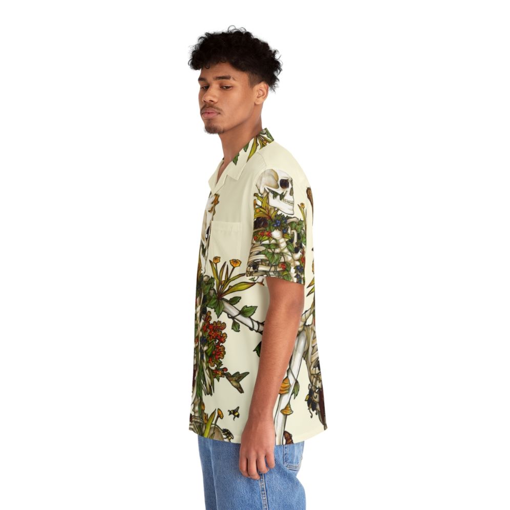 Botanical and skeletal Hawaiian shirt design - People Left